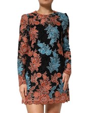 Dolce & Gabbana Multicolor Floral Embroidery Shift Mini Women's Dress Authentic