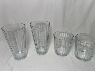 Vintage Pasabache Turkish Optic Check Windowpane Tumbler Glasses Set of 4