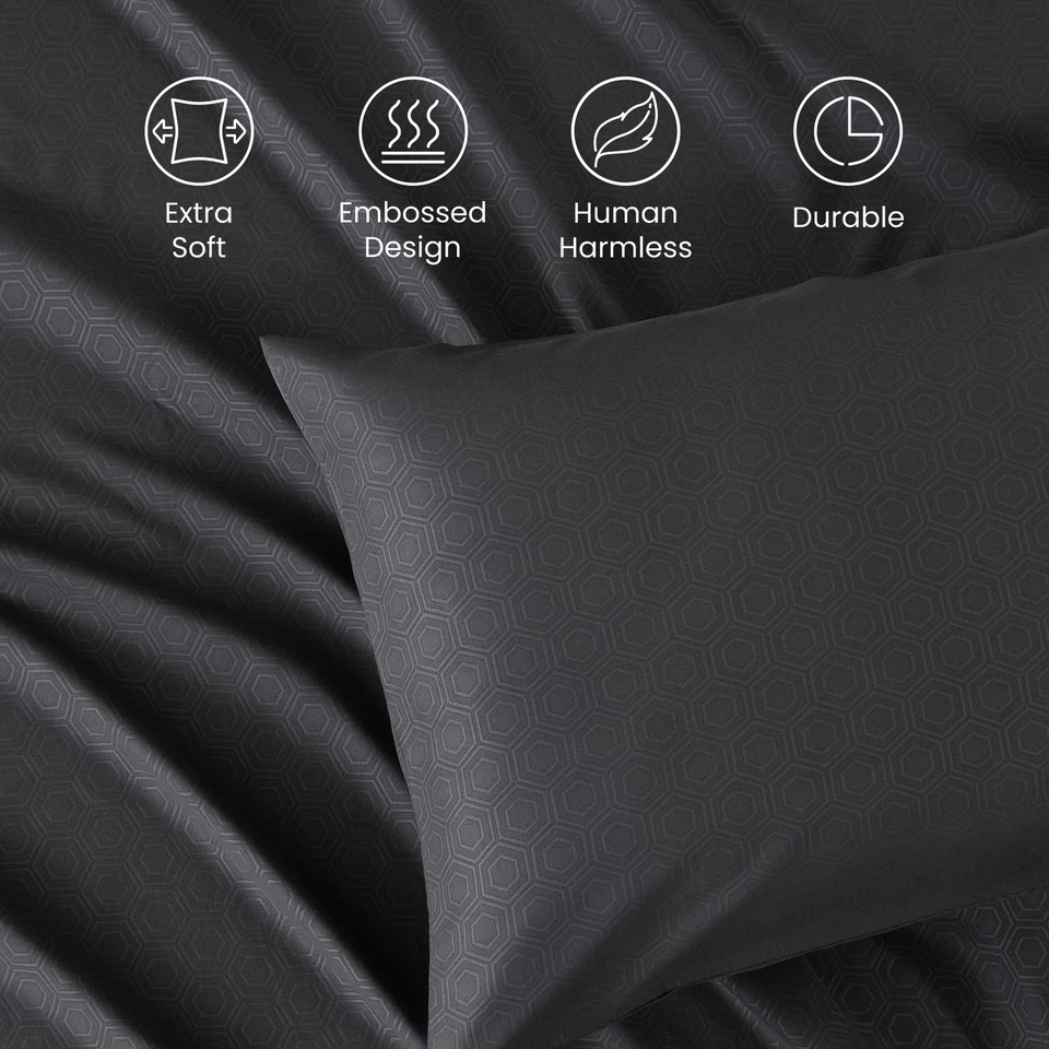 Juego de Sábanas King Size, 4 Piezas Hotel Lujo Sábanas en Relieve con Ajuste... Foto 3 de 4