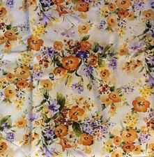 Hobby Lobby Floral Fabric Orange Purple Flowers #HY-08-8 3.6 Yards Cottagecore