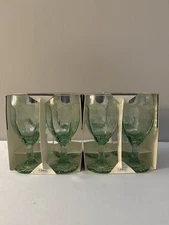 8 Libby Chivalry Green 8oz Footed Glasses, Textured Design NEW