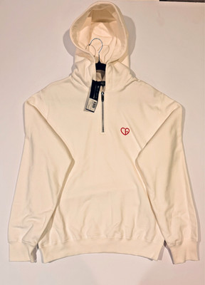 Dior Men s Heart Logo Half Zip Hoodie Whim White Size S NWT 493J641A0531