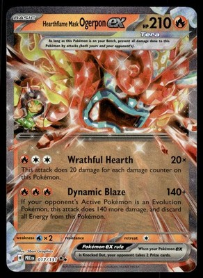 Hearthflame Mask Ogerpon ex 017/131 Prismatic Evolutions NM Pokemon Englisch