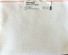 Wichelt Imports 14 ct Aida Cross Stitch Fabric  Opalescent White  , 18 in x 21 in
