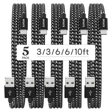 USB C Cable, Premium Nylon Braided A to Type C Charger Cables Black Gray