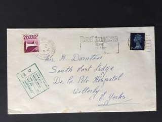 GB 1971 5d USED FOR POSTAGE (INVALID) HENCE 1p POSTAGE DUE COVER TO WILLERBY