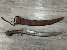 WW2 Era Philippine Ilocano Negrito Bolo Sword Machete Knife w/ Leather Sheath