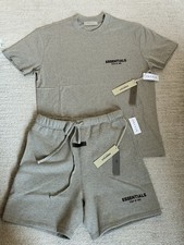 Essentials Fear of God Men's Sweat T-Shirt  Shorts Set Dark Oatmeal 0217 0218