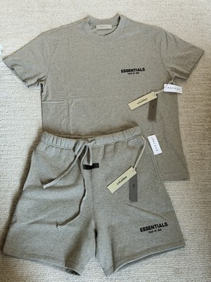 Essentials Fear of God Men's Sweat T-Shirt & Shorts Set Dark Oatmeal 0217 0218