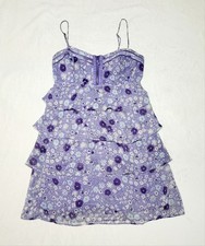 American Eagle AE Purple Floral Layered Ruffle Mini Short Sun Dress 2 S Small