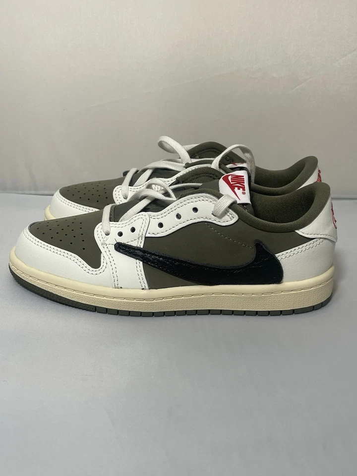 Nike Jordan 1 Low Travis Scott Shoes Youth Size 12C Olive Cactus Jack DO5442-200 - Image 4 of 4