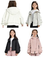 Kids Girls Outerwear Lightweight Coat Sweatshirt Jacket Sports Windbreaker