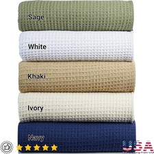 Soft Cotton Waffle Blanket Breathable Cozy Lightweight Durable All Season Use