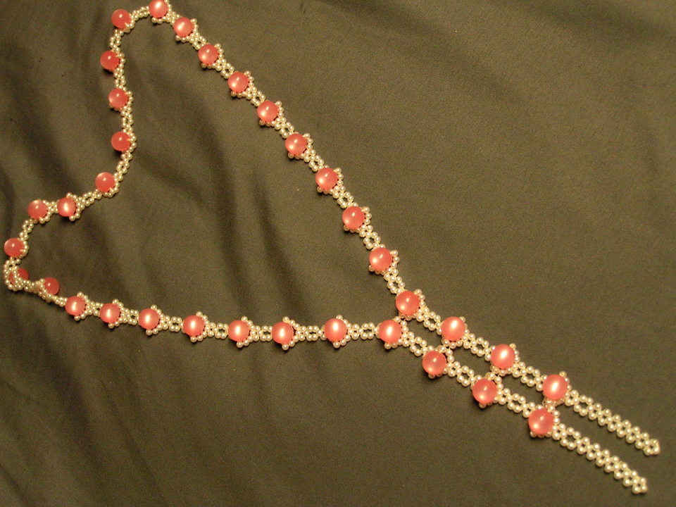 Vintage Faux Pearls & Pink Moonglow Lucite Beads Y-Drop Necklace | eBay UK