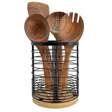 Utensil Holder with Removable Dividers, 7.2'' Large Capacity Kitchen Utensil ...