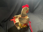 Vintage Fisher Price Cackling Hen #120 Pull Toy Wood Chicken 1960s USA