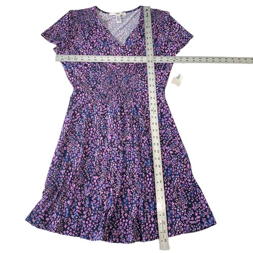 Wisp Womens NWT Babydoll Dress Comfort Purple Floral Jersey Size 10 Dark Cottage - Picture 6 of 8