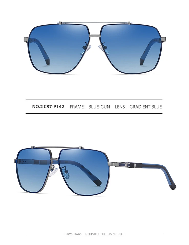 New Men’s Blue Len’s Pilot Style Polarized Sunglasses - Image 2 of 2