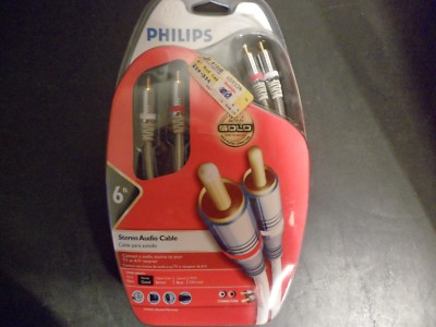 PHILIPS STEREO AUDIO CABLE 6 FT 24K GOLD PLATED 