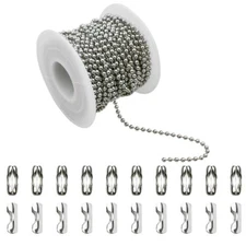 32.8Ft Stainless Steel Ball Chain 2.4mm Bead Link Chain Roll for Dog Tag