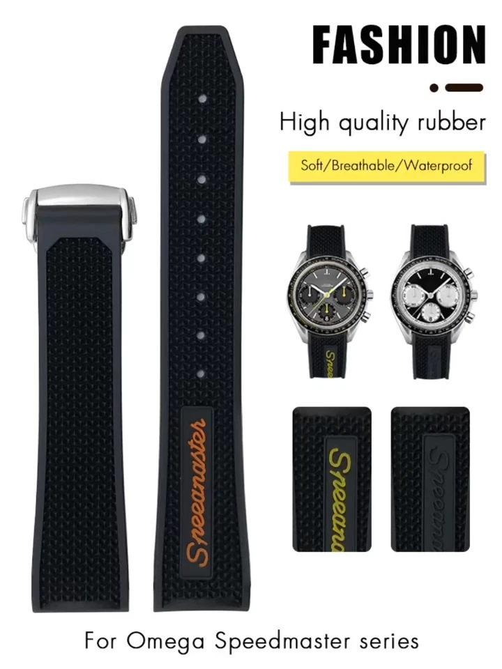 18mm 19mm 20mm 21mm Rubber Watch Band Strap For Omega Speedmaster MoonSwatch - Image 3 of 4