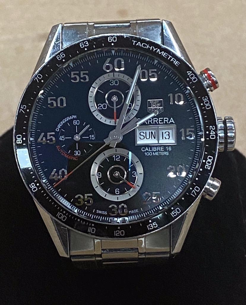 TAG HEUER CARRERA CHRONOGRAPH DAY DATE BLACK DIAL 44mm SS