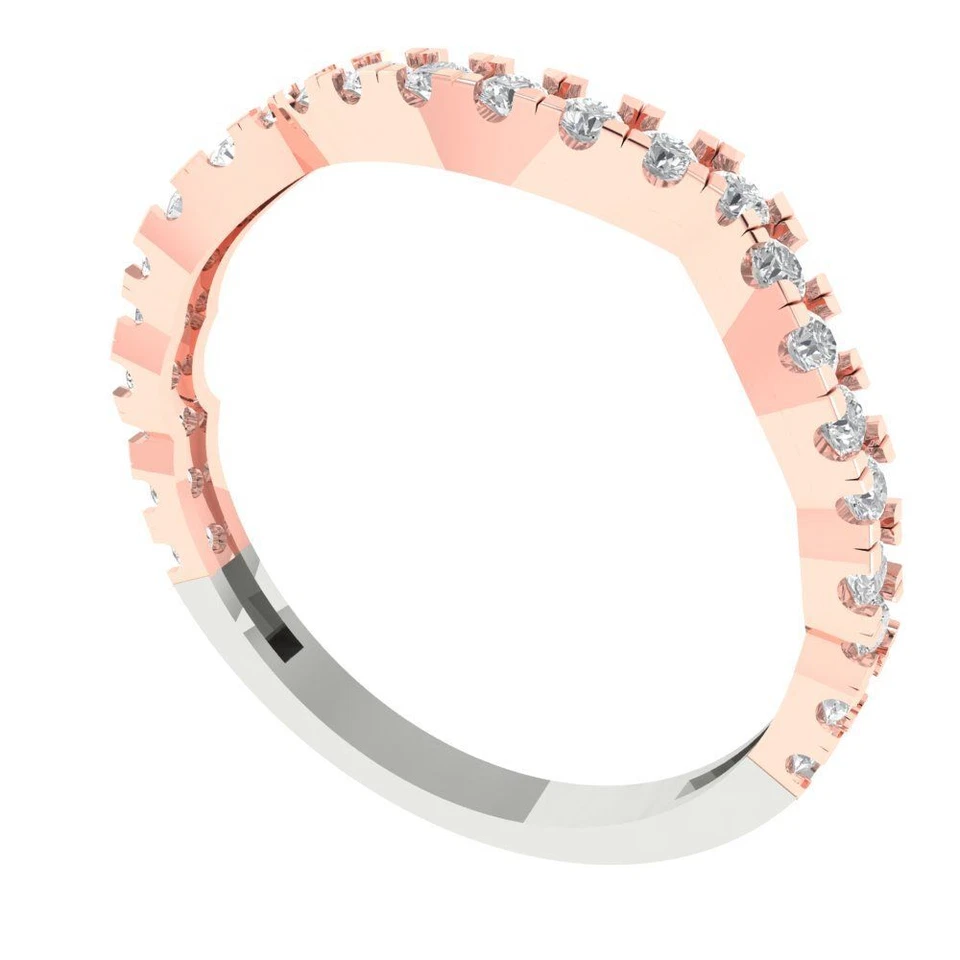 VVS1 Zirconia Diamond Half-Eternity Ring, Solid Gold Stackable Band (0.36 cttw) - Image 2 of 4