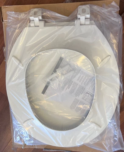 PROFLO PFTSE1000WH Round Front Toilet Seat & Lid in White Bathroom Fixture Open - Picture 2 of 3