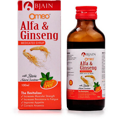 B Jain Omeo Alfa & Ginseng Syrup (Sugar Free) (100ml) + FREE DELIVERY