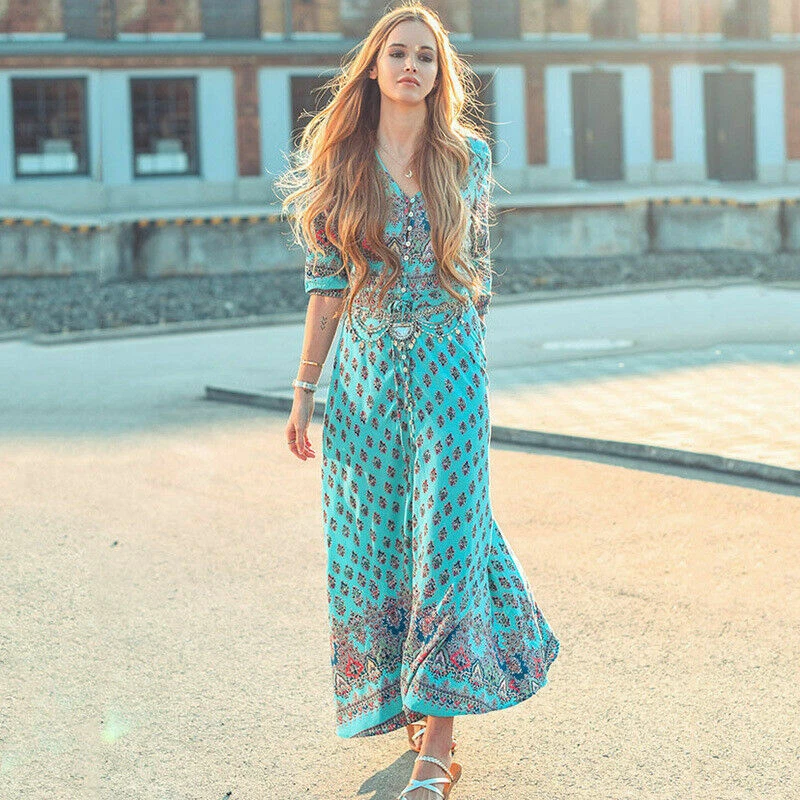 beach dress ebay Berlook Linen Criss-Cross Back Maxi Dress main image 0