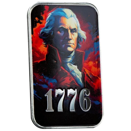 1 oz George Washington 1776 Colorized .999 Silver Bullion Bar #A659