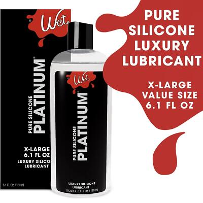 Wet Platinum Pure Silicone-Based Personal Lubricant, Long-Lasting Lube, 6.1  fl