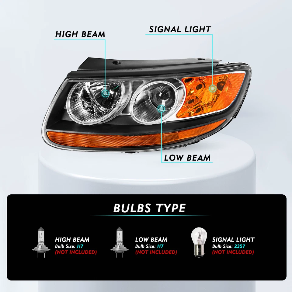 Conjunto de faros halógenos diestro+derecho para Hyundai Santa Fe 2007-2012 6 pines Foto 2 de 4