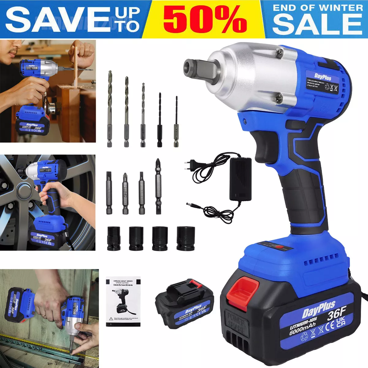 420Nm Cordless Electric Impact Wrench Gun 1 2