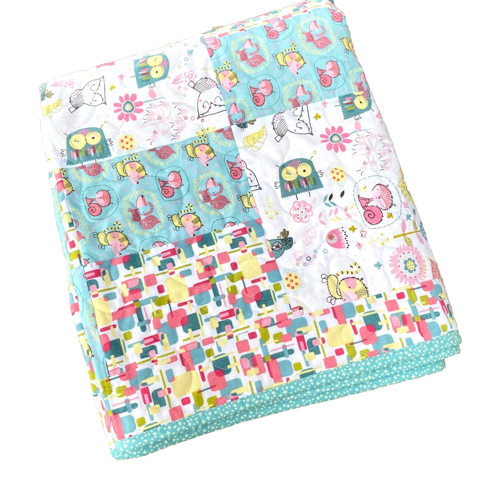 NUEVO Edredón Woodland Baby GIRL, 50 x 50, Hecho a Mano, Estampados de Algodón para Guardería, Pasteles Foto 2 de 4