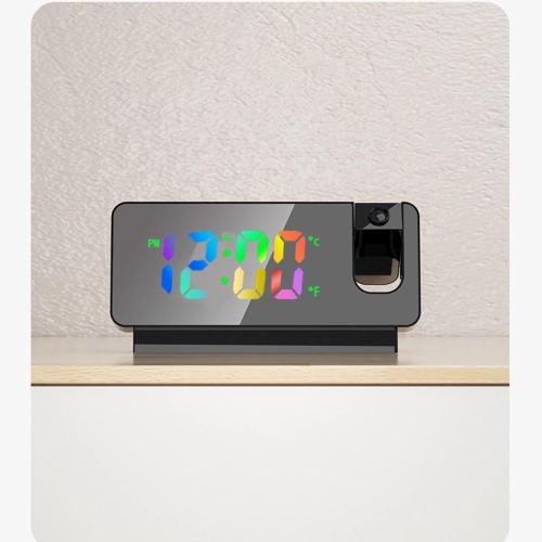 LED Projection Alarm Clock Color Display Temperature/Date Display Quiet Large Mi - Picture 5 of 12