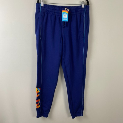 #ad Aldi Gear Men Blue Joggers Sweatpants Size Large Elastic Waist Drawstring Logo $27.95
