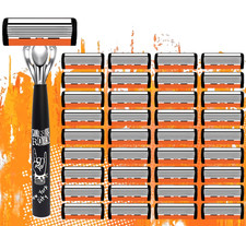 Bulk 6-Blade Disposable Razors Men Shave Set 1 Handle 36 Replacement Blades