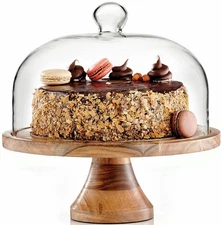 Best Royalty Art 4-in-1 Cake Stand with Dome Cheese Board, Covered Platter, and