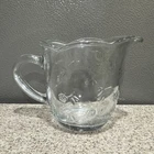Vtg Anchor Hocking Clear Glass Creamer Cup Savannah 3.5” Floral VGC