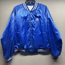 Vintage USA made UPS Windbreaker Blue Satin Embroidered Uniform work jacket ~L