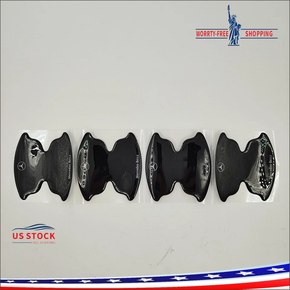 8× Black Car Door Handle Bowl Scratch Sticker Protector Film For Mercedes Benz Foto 4 de 4
