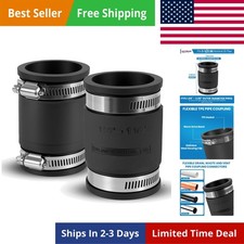 2 Pcs 1-1/2 IN Flexible PVC Pipe Coupling with Stainless Steel Clamps Fit 1-1...