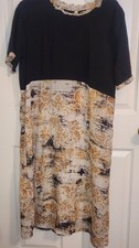 Unbranded L BlackBeige Cotton Shrtslv Floral Pattern Bohamian Women Midi Dress