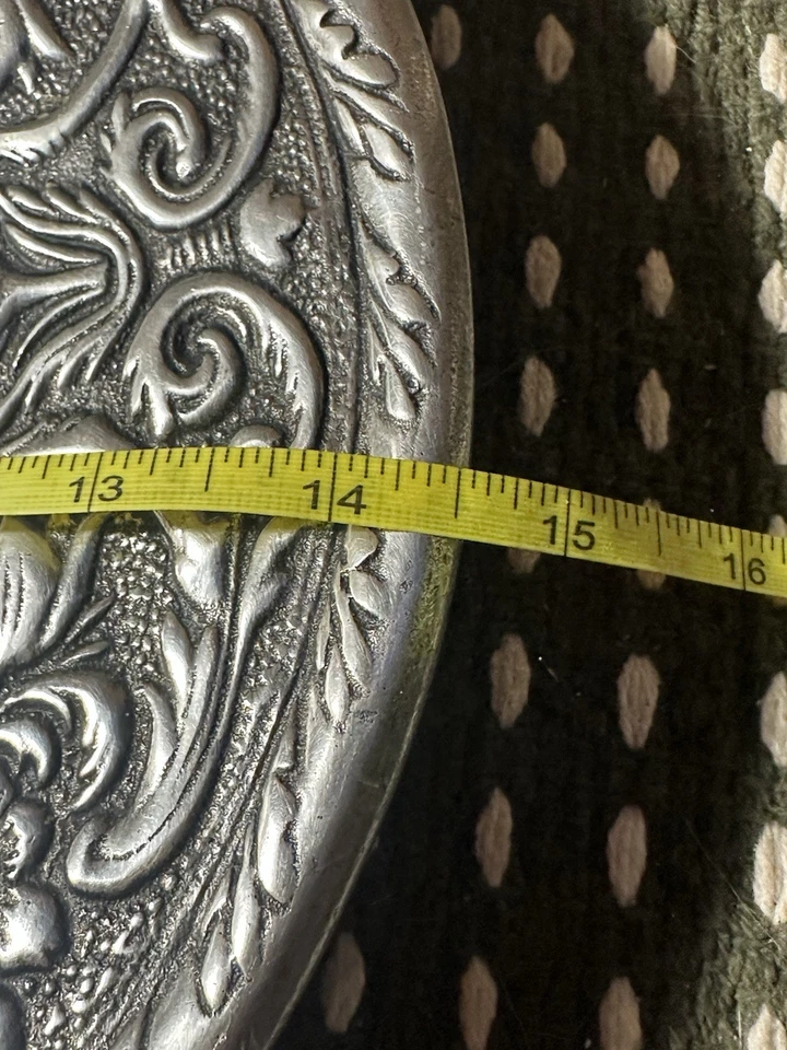 Wilton Large Pewter Oval Serving Tray 14.5x 12” Ornate Party Platter Holiday - Image 4 of 4