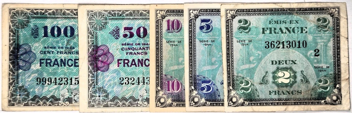Circulated 1944 Year Military Currency French Paper Money for sale