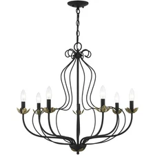 Livex Lighting 42907-04 Katarina Chandelier Black with Antique Brass Accents