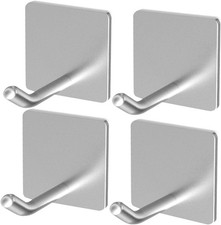 4 Pack Stainless Steel Heavy Duty Wire Adhesive Towel Hooks