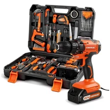 120Pc Household Tool Set with 20V Cordless Drill