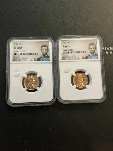 lot of 2 1962 one cent ngc pf 66 rd